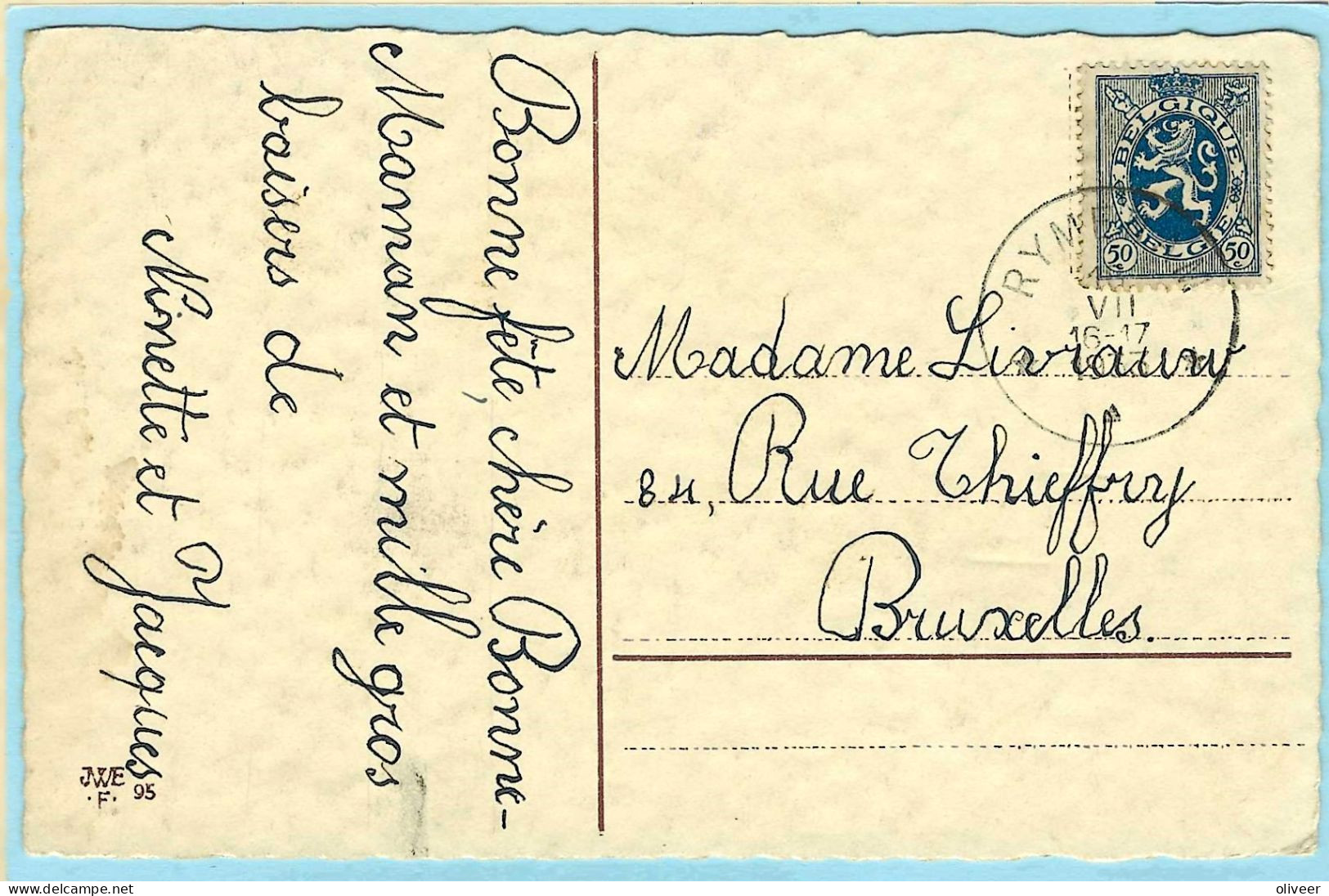 Postkaart Met Sterstempel RYMENAM - 1933 - Sternenstempel