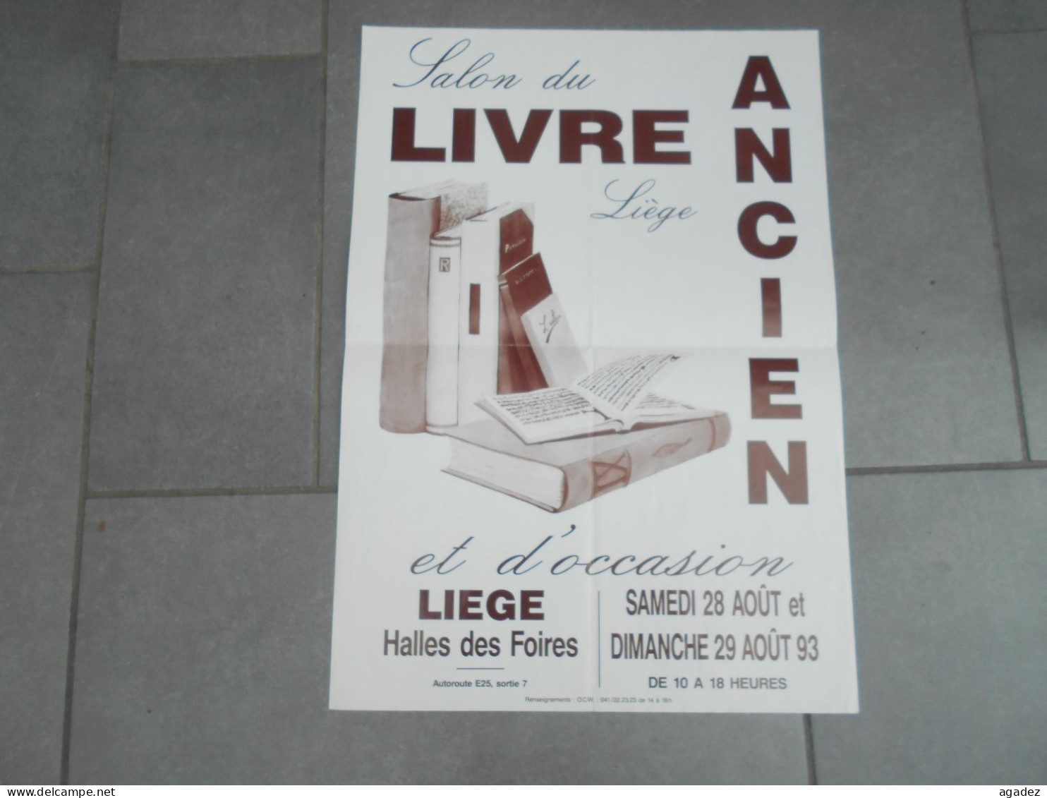 Ancienne Affiche Salon Du Livre Ancien Liege 1993 - Affiches