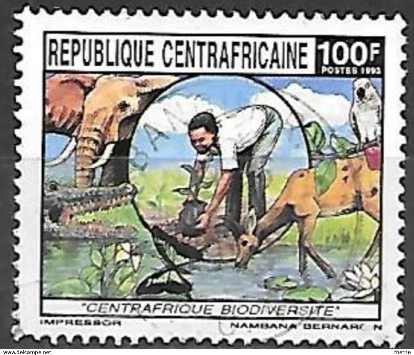 CENTRAFRICAINE -  Eléphant D'Afrique (Loxodonta Africana), Gazelle, Perroquet - Elefanten