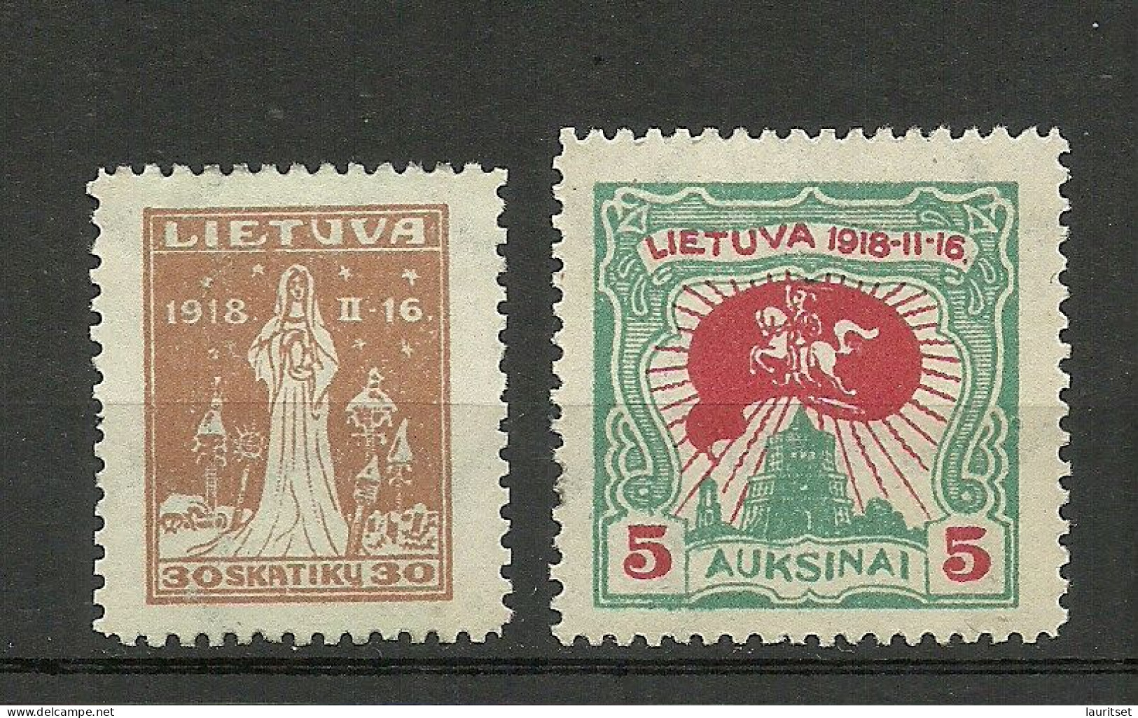 LITAUEN Lithuania 1920 Michel 68 & 75 * - Lituanie