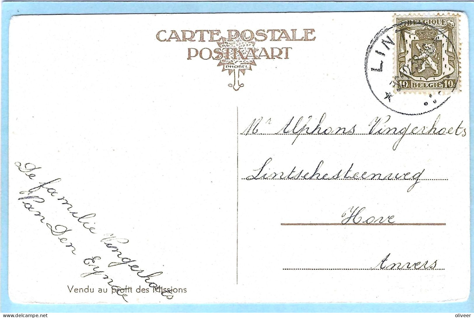 Postkaart Met Sterstempel LINT - 1938 - Sternenstempel