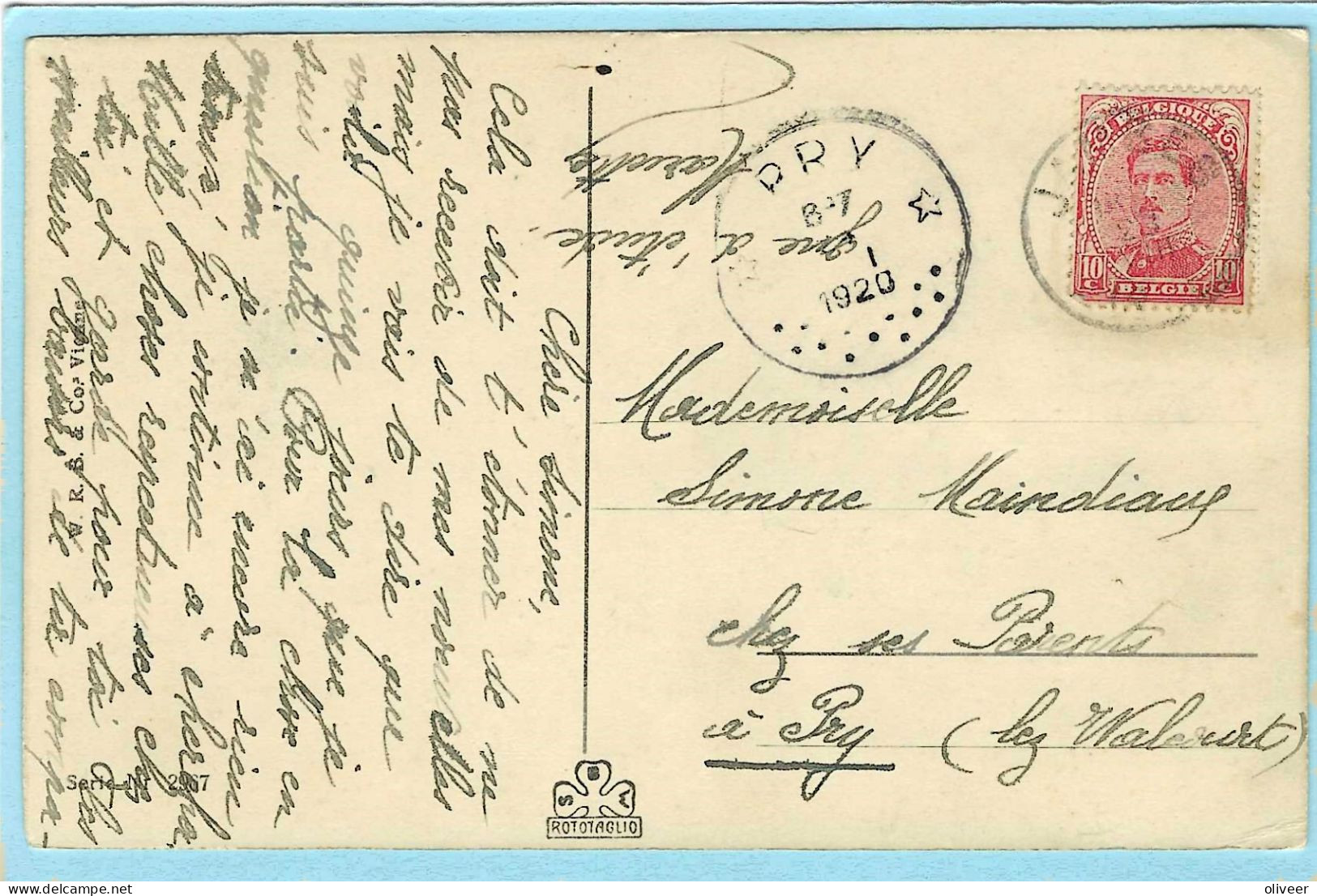 Postkaart Met Sterstempel PRY - 1920 - Sternenstempel