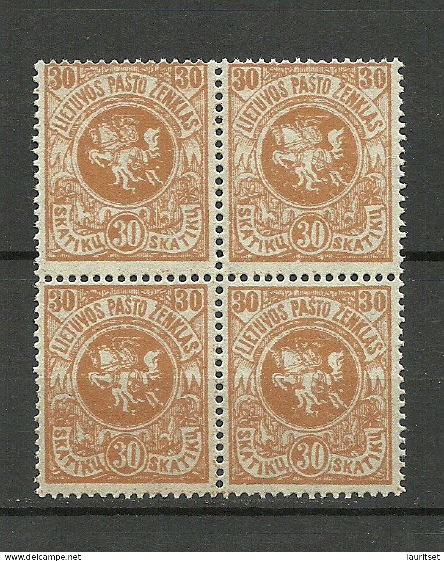 LITAUEN Lithuania 1919 Michel 53 As 4-block MNH - Litauen