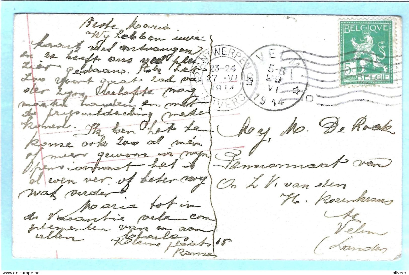 Postkaart Met Sterstempel VELM - 1914 - Postmarks With Stars