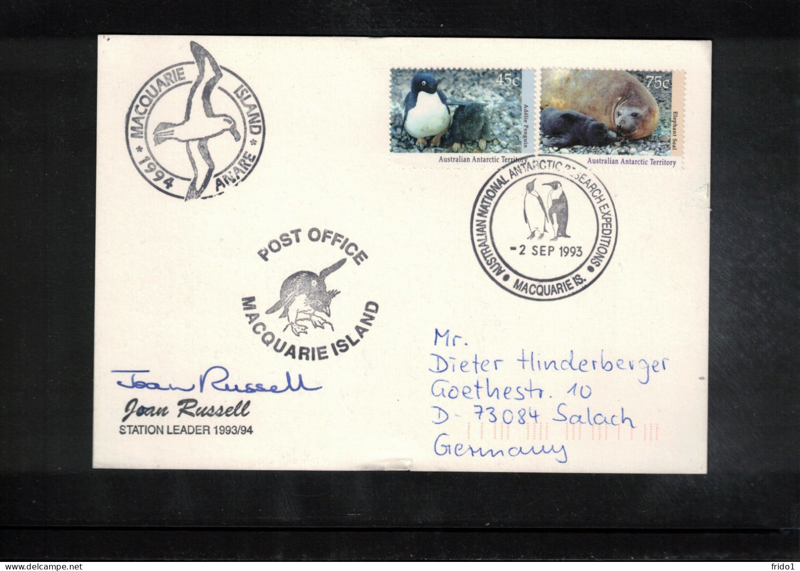 Australian Antarctic Territory 1993 Antarctica - Base Macquarie Island - Post Office Interesting Signed Postcard - Bases Antarctiques