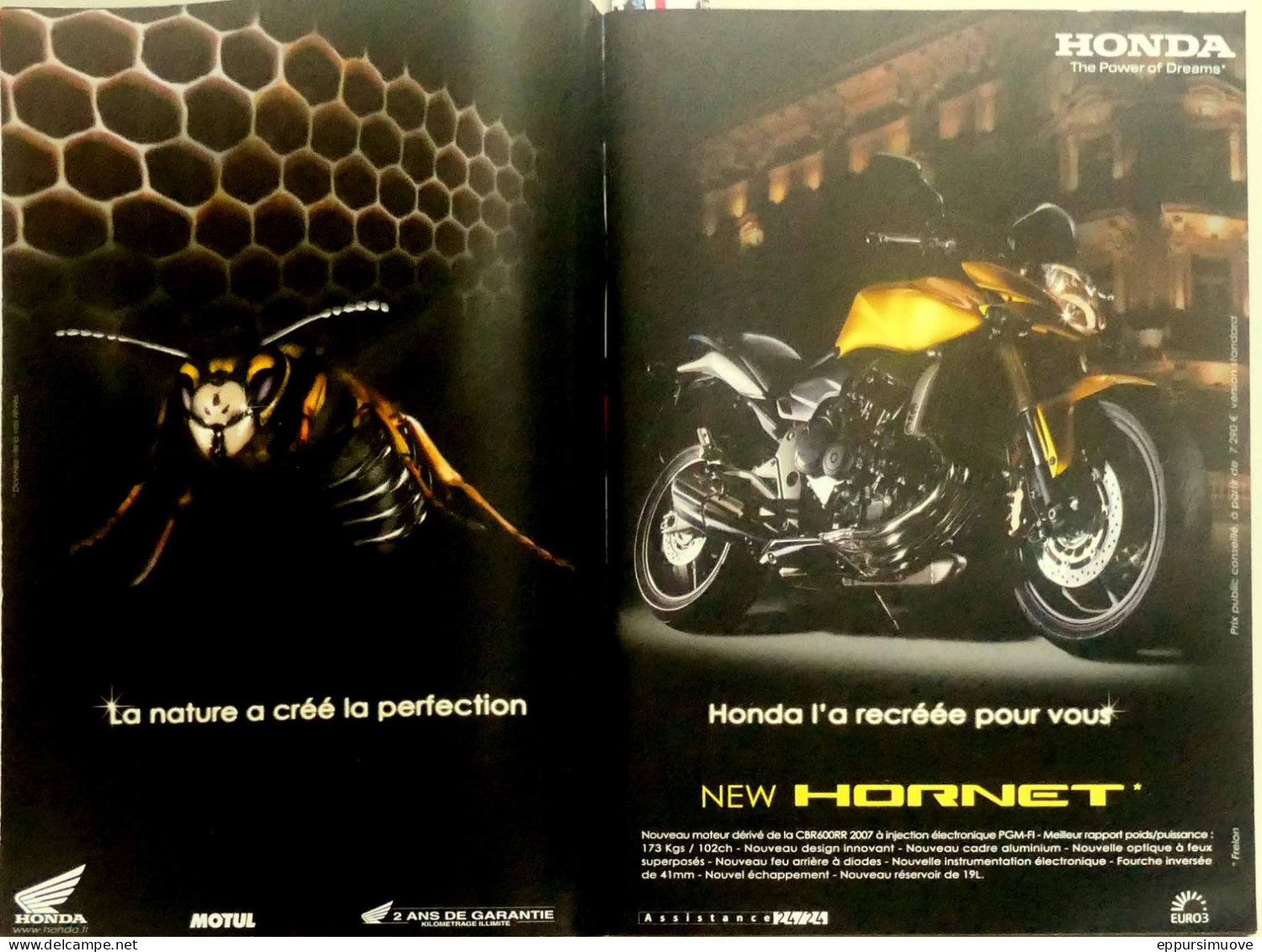 Publicité Papier  MOTO HONDA HORNET Mai 2007 MMGO - 2 Pages - Pubblicitari