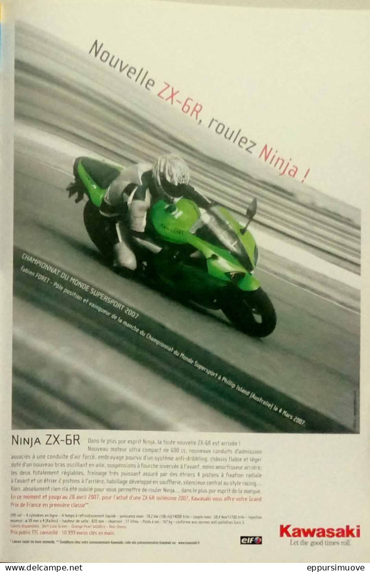 Publicité Papier  MOTO KAWASAKI NINJA Mai 2007 MMGO - Pubblicitari