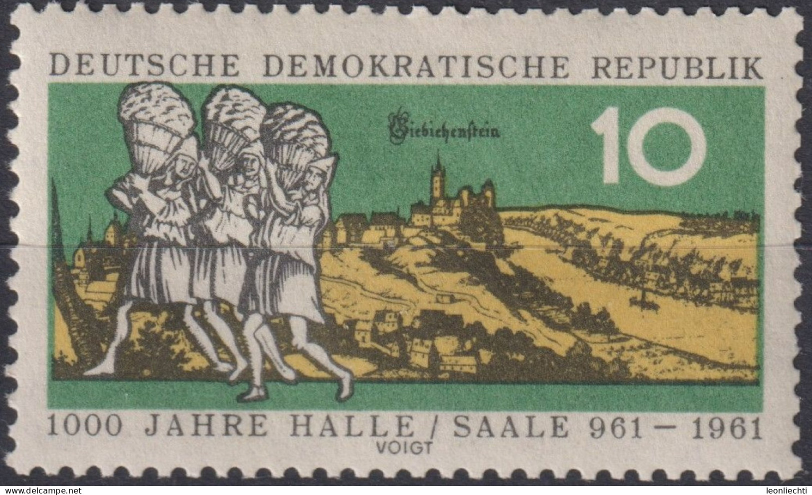 1961 DDR, ** Mi:DD 833 Yt:DD 549, Hallknechte , Burg, 1000 Jahre Halle A. D. Saale - Castillos