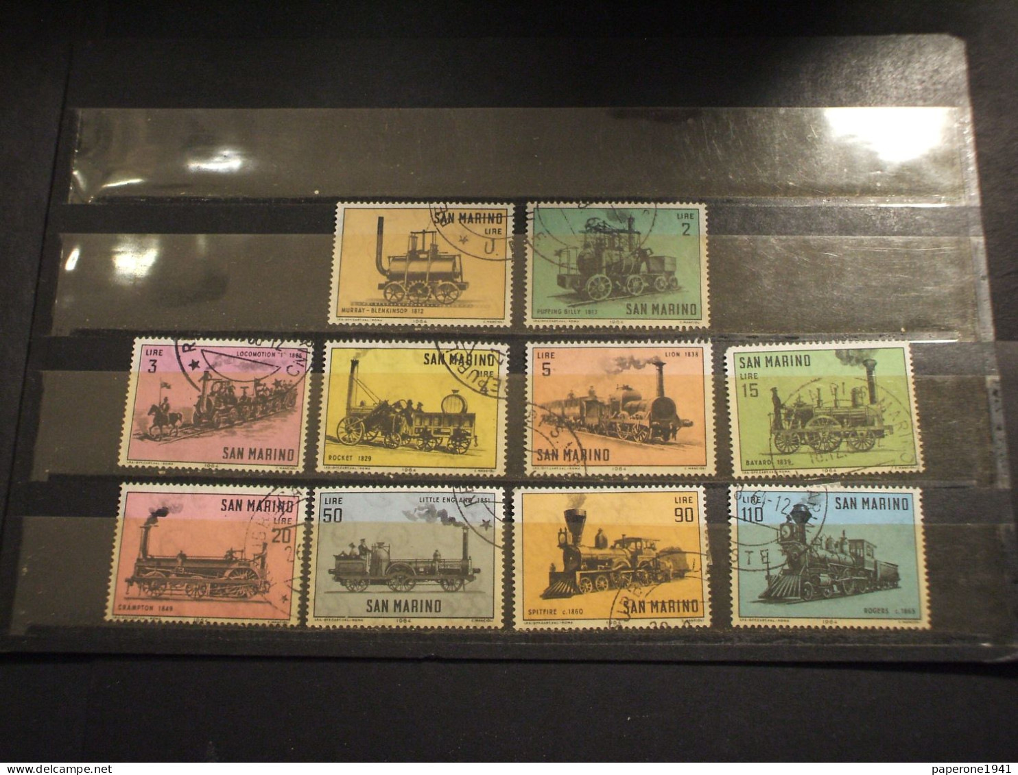 SAN MARINO - 1964 TRENI 10 VALORI - TIMBRATI/USED - Usati