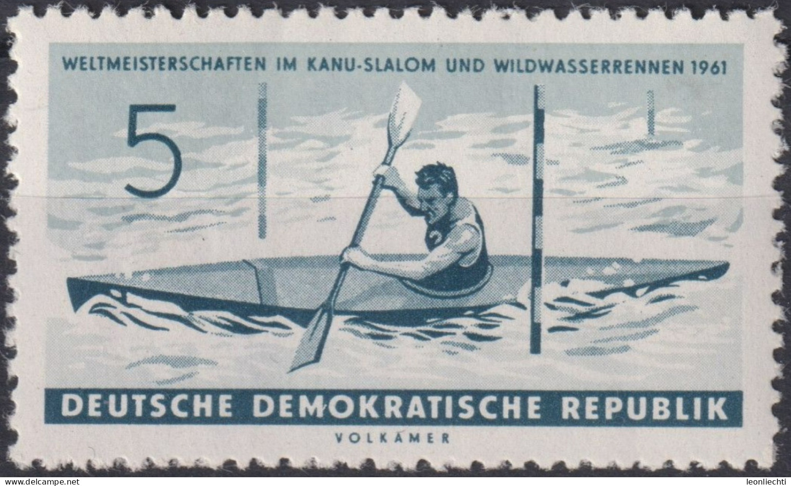 1961 DDR, ** Mi:DD 838 Yt:DD 551, Kajak-Einer, WM Im Kanuslalom Und Wildwasserrennen - Canoa