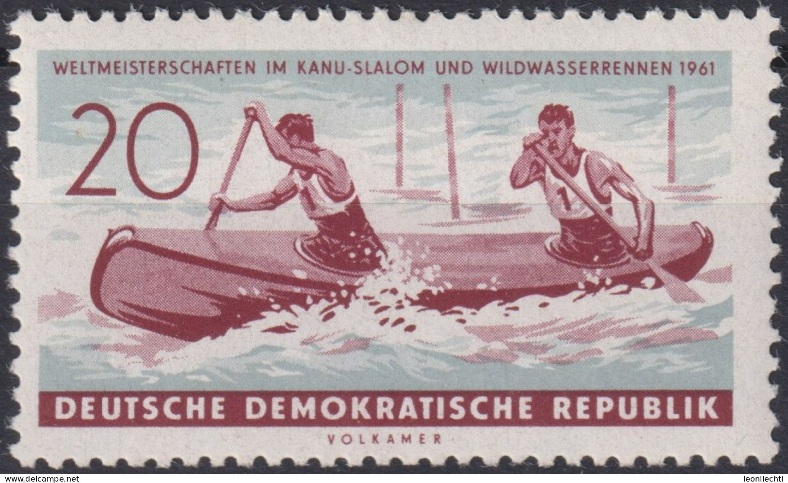 1961 DDR, ** Mi:DD 840 Yt:DD 553,  Kanadier-Zweier, WM Im Kanuslalom Und Wildwasserrennen - Canoa