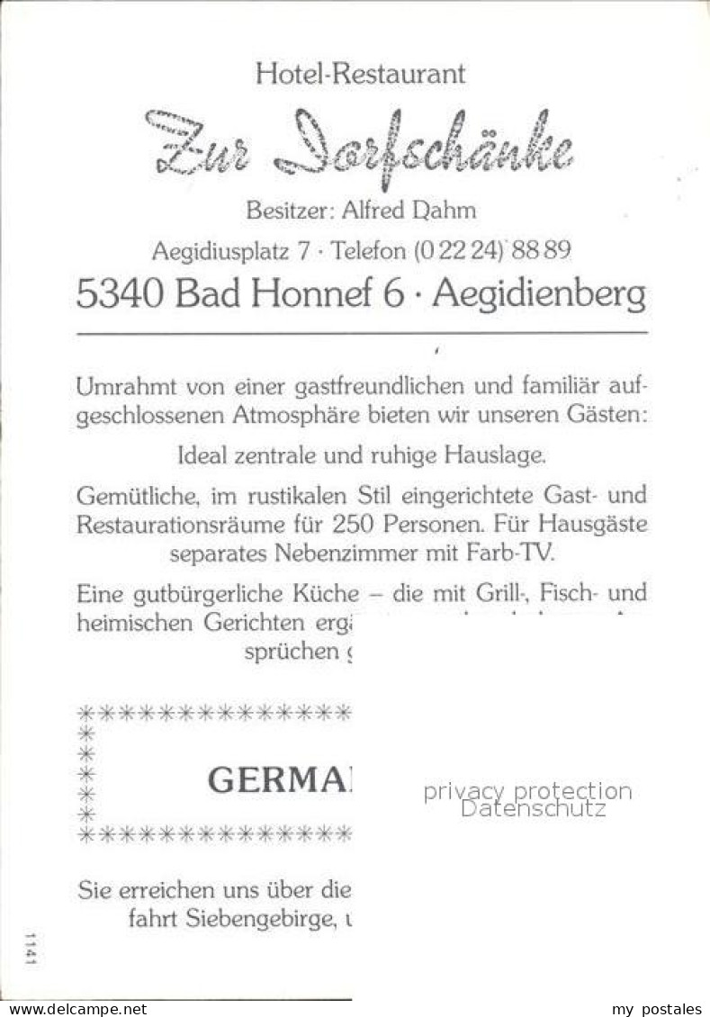 72443386 Aegidienberg Hotel Restaurant Zur Dorfschaenke Gastraum Bad Honnef - Bad Honnef