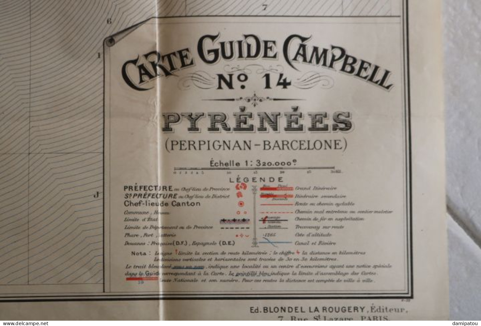 CARTE CAMPBELL PYRENEES ORIENTALES N° 14  De PERPIGNAN A BARCELONE - Cartes Routières