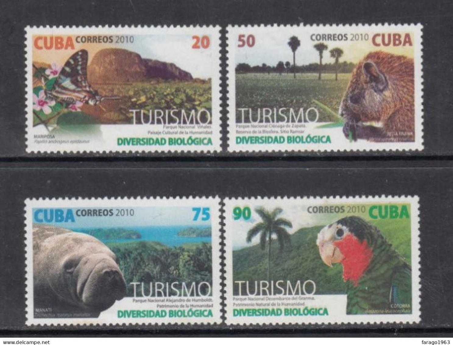2010 Cuba Biodiversity Birds Butterflies Seals Complete Set Of 4 MNH - Neufs