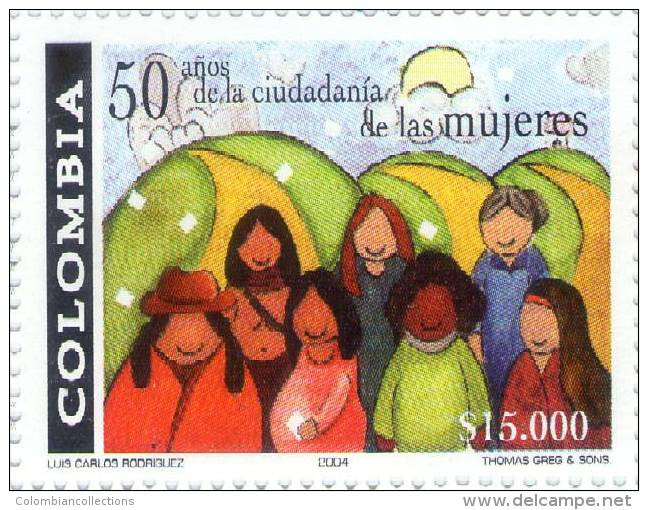 Lote 2323, Colombia, 2004, Sello, Stamp, 50 Años De La Ciudadania De Las Mujeres, Women, Rights, High Value Stamp, Mujer - Colombia