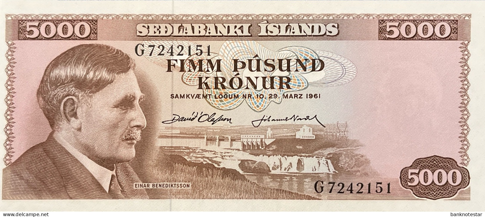 Iceland 5.000 Kronur, P-47 (1961) - Signature 38 - UNC - Island