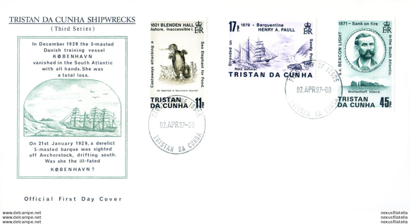 Naufragi 1987. 2 FDC. - Tristan Da Cunha