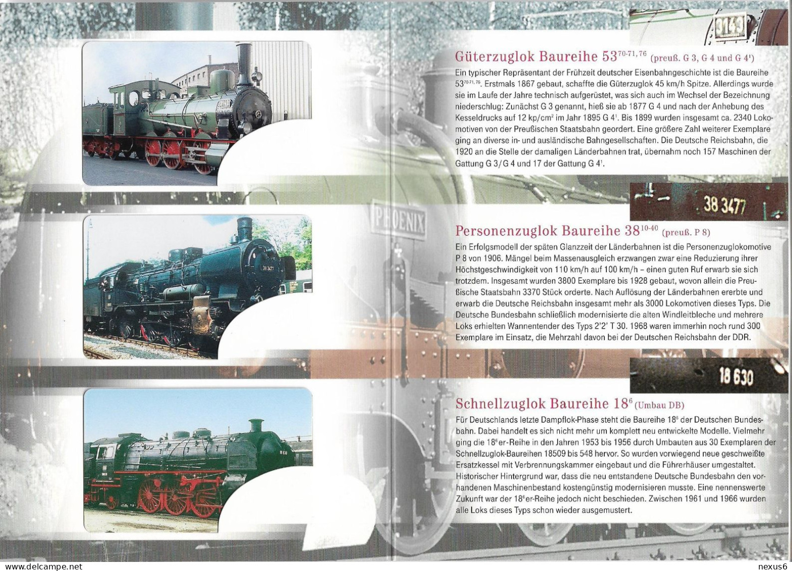 Germany - DT - Dampfloks Complete Train Series Of 3 Calling Cards, 08.2002, 3€, 1.200ex, All Mint - [2] Mobile Phones, Refills And Prepaid Cards