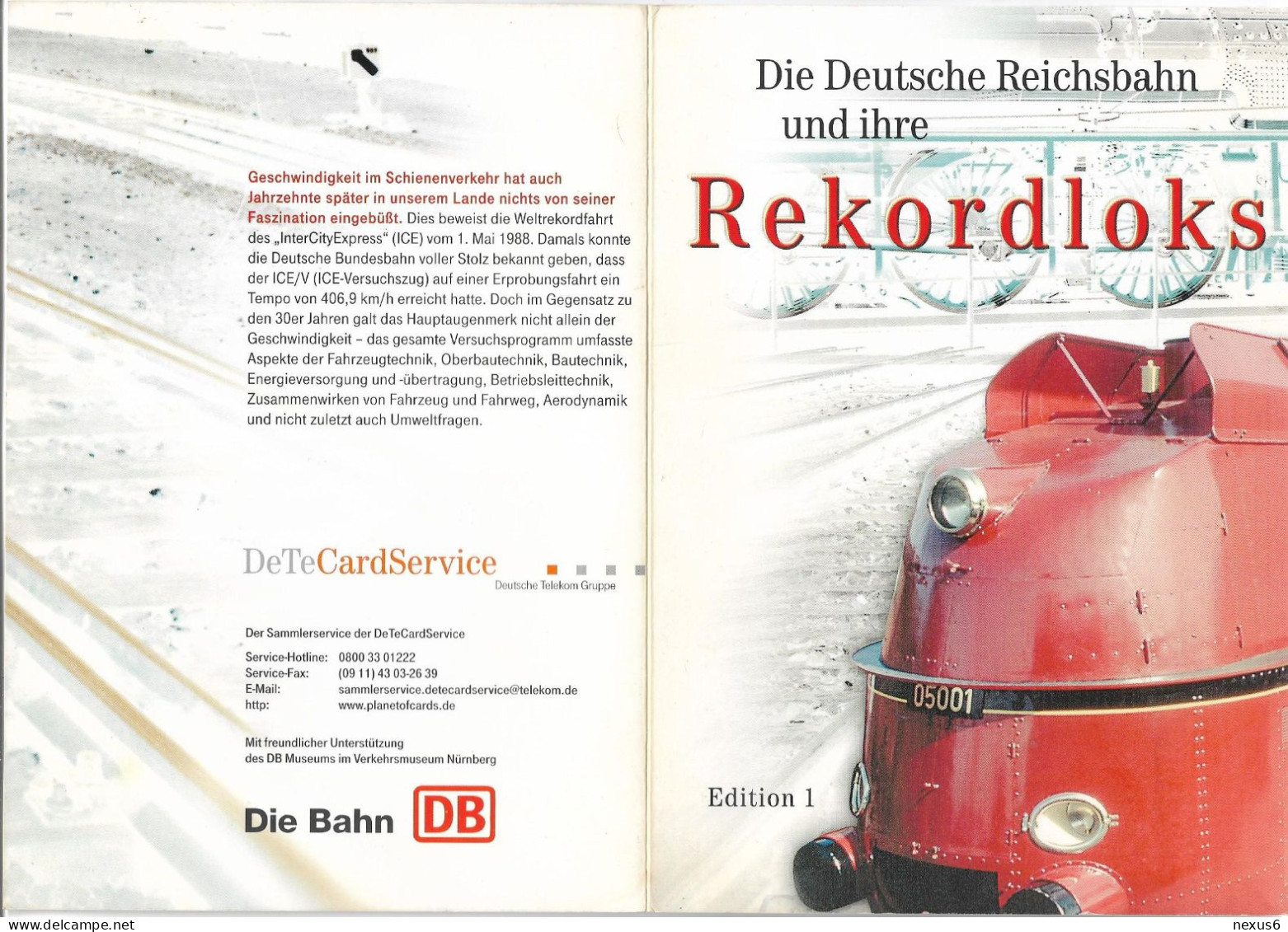 Germany - DT - Rekordloks Complete Train Series Of 3 Calling Cards, 05.2002, 3€, 1.200ex, All Mint - GSM, Cartes Prepayées & Recharges