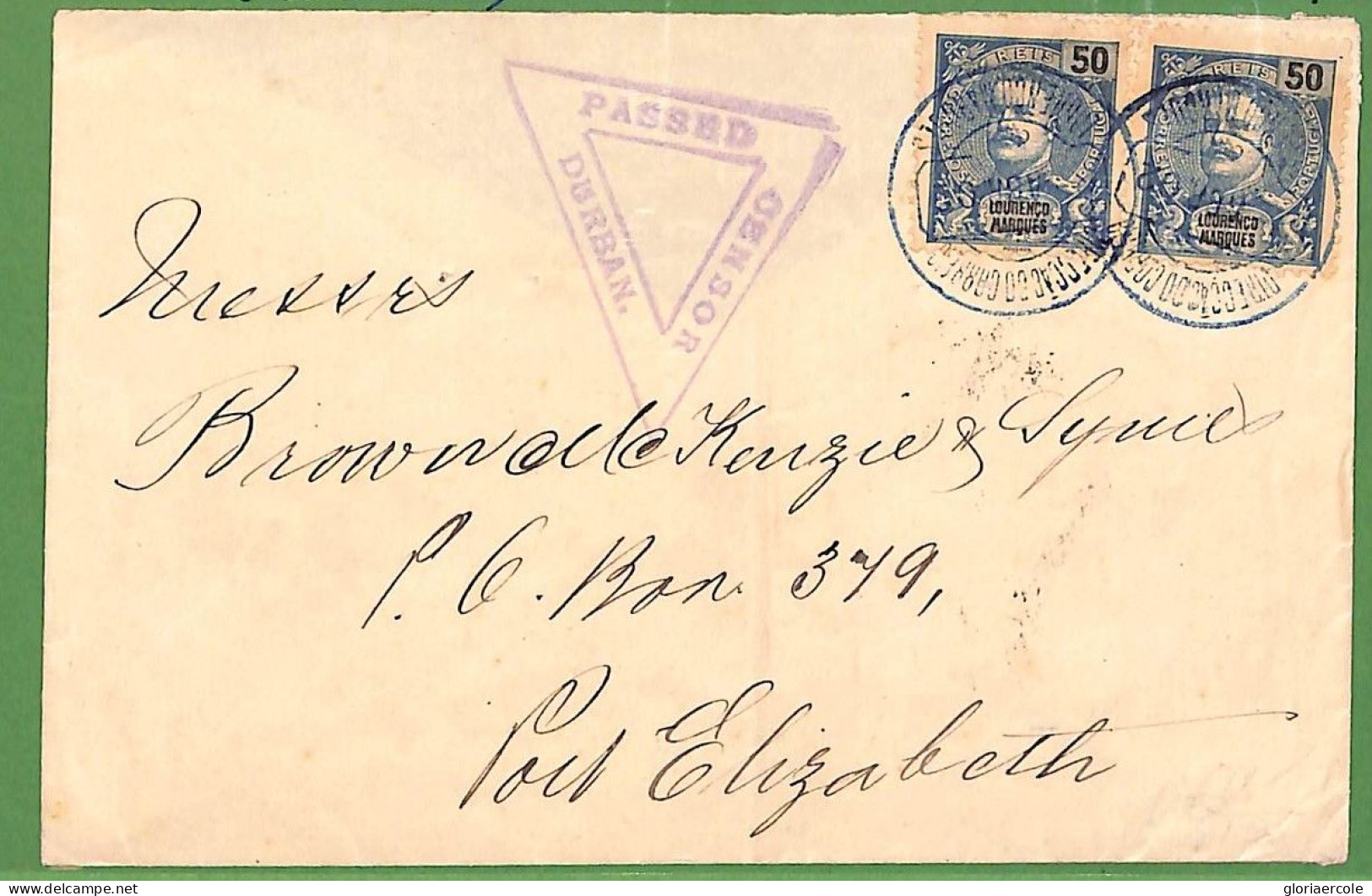 52100 - LOURENCO MARQUES - POSTAL HISTORY - Boer WAR BLUE POSTMARK - COVER  1902 - Lourenco Marques