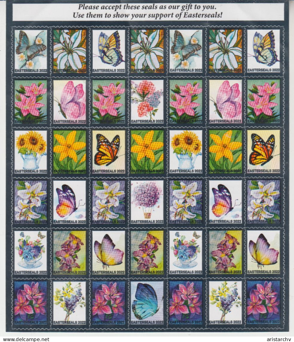 USA 2022 EASTERSEALS AUTISM BUTTERFLIES FLOWERS SHEETLET - Plate Blocks & Sheetlets