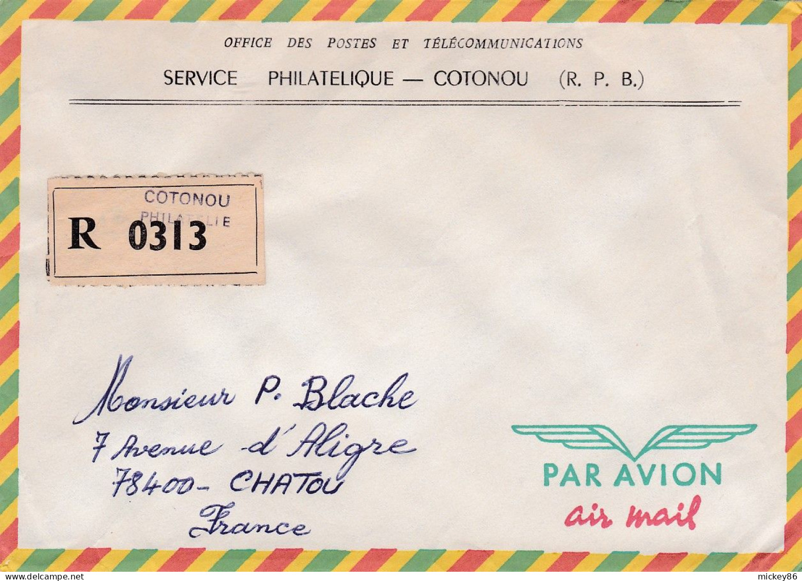 BENIN-1978-Lettre Recommandée En Franchise Postale De COTONOU Philatélie  Pour CHATOU-78 (France)..... Cachet - Bénin – Dahomey (1960-...)