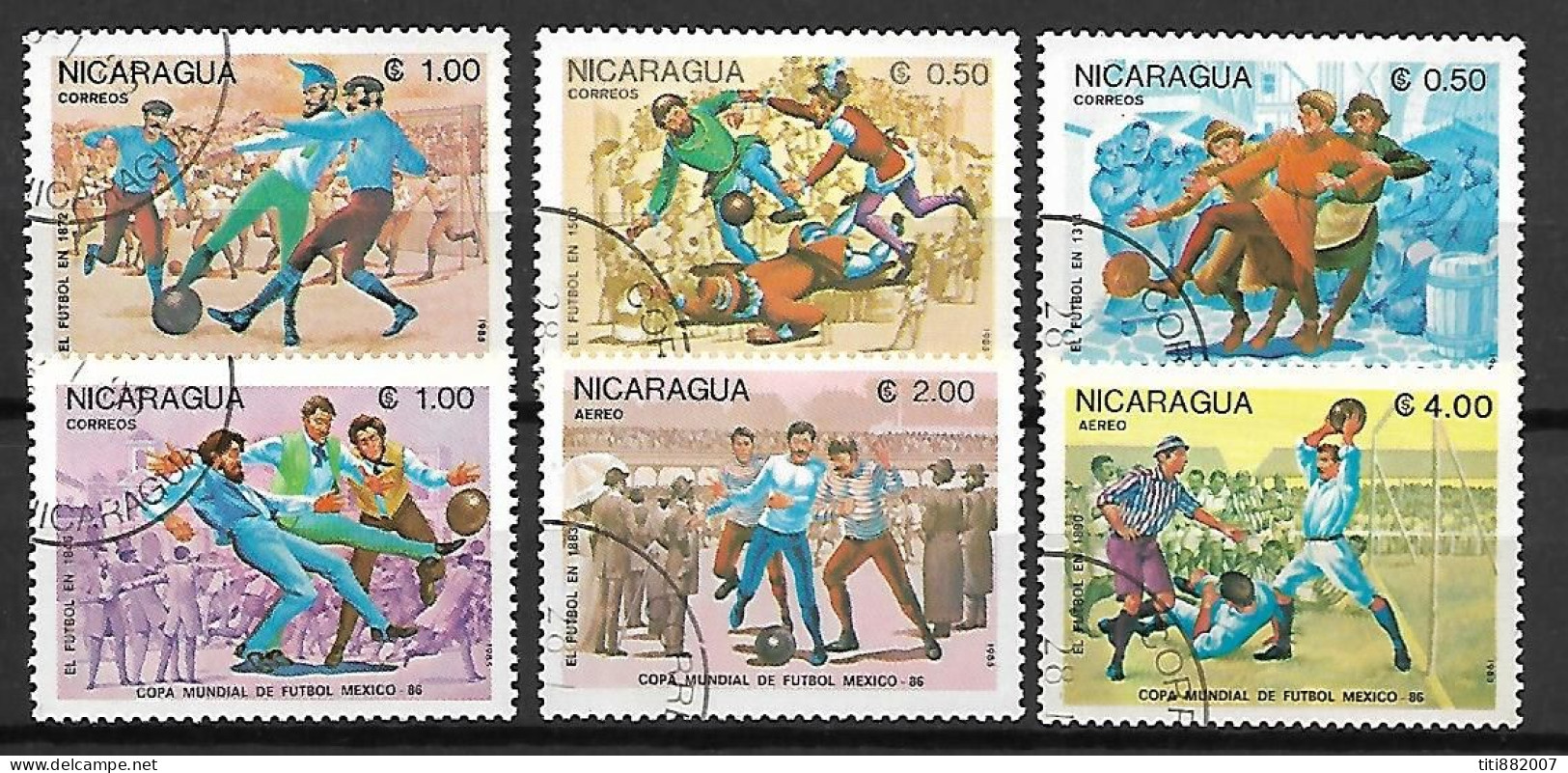 NICARAGUA     -     HISTOIRE  DU  FOOTBALL   .  -    Oblitérés - 1986 – Mexico