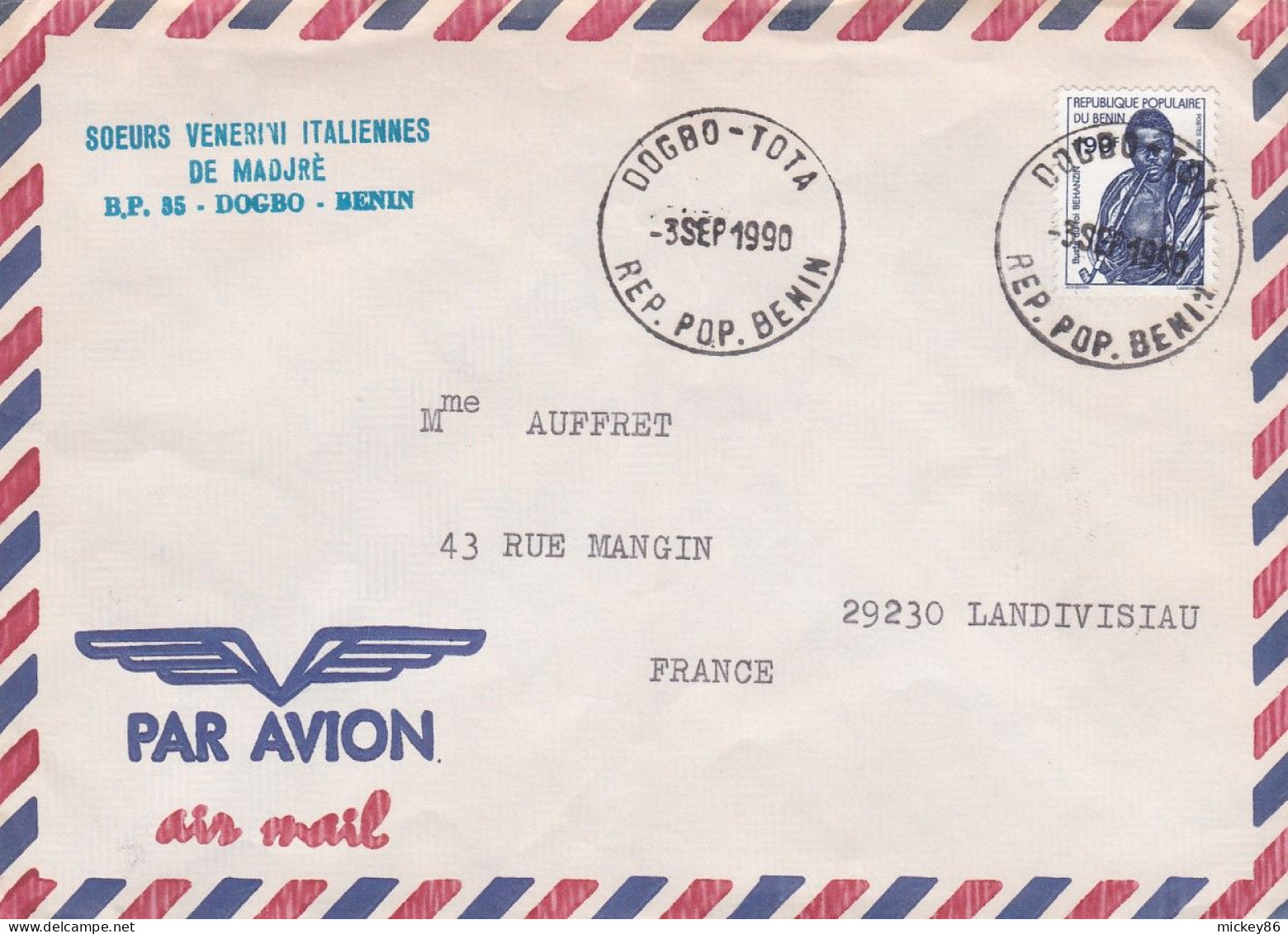 BENIN-1990-Lettre De DOGBO-TOTA  Pour CHATOU-78 (France)....timbre Seul Sur Lettre.... Cachet - Benin - Dahomey (1960-...)