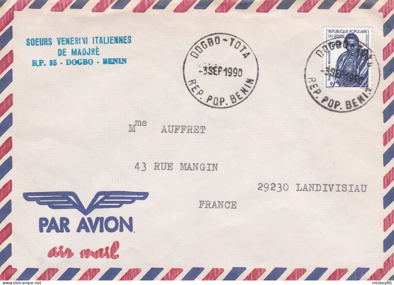BENIN-1990-Lettre De DOGBO-TOTA  Pour CHATOU-78 (France)....timbre Seul Sur Lettre.... Cachet - Benin – Dahomey (1960-...)