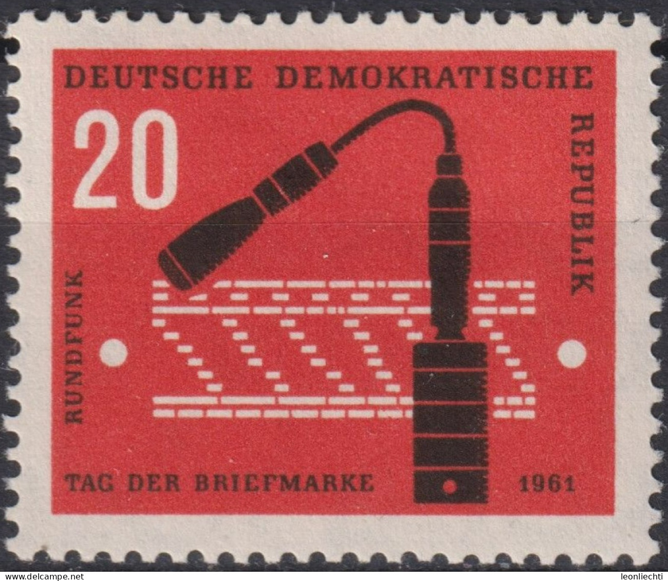 1961 DDR, ** Mi:DD 862, Yt:DD 575, Tag Der Briefmarke, Mikrofon, Radio - Giornata Del Francobollo