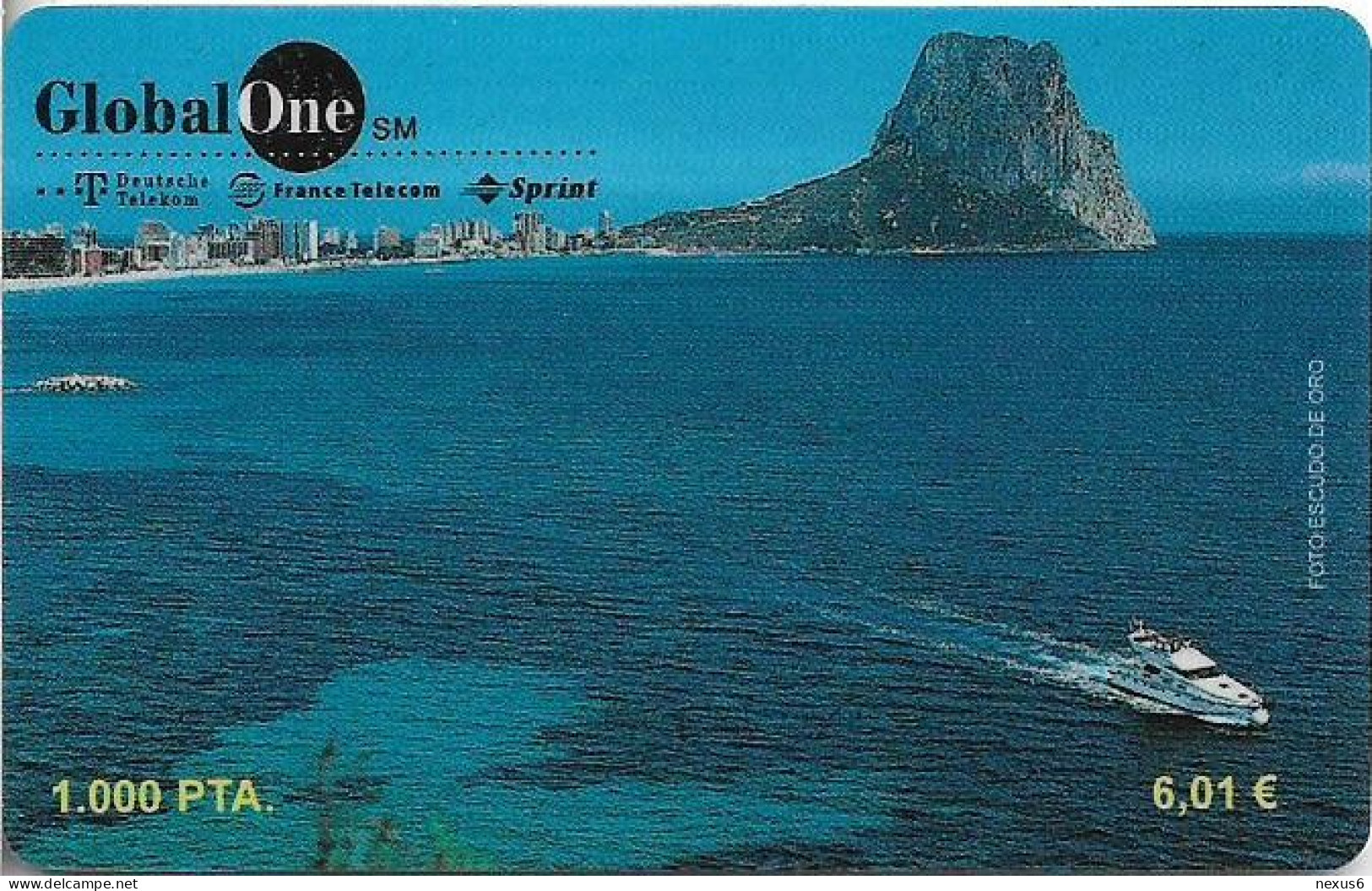 Spain - GlobalOne - Big Rock And City At The Sea, No Expiry, Remote Mem. 1.000Pta, Used - Autres & Non Classés