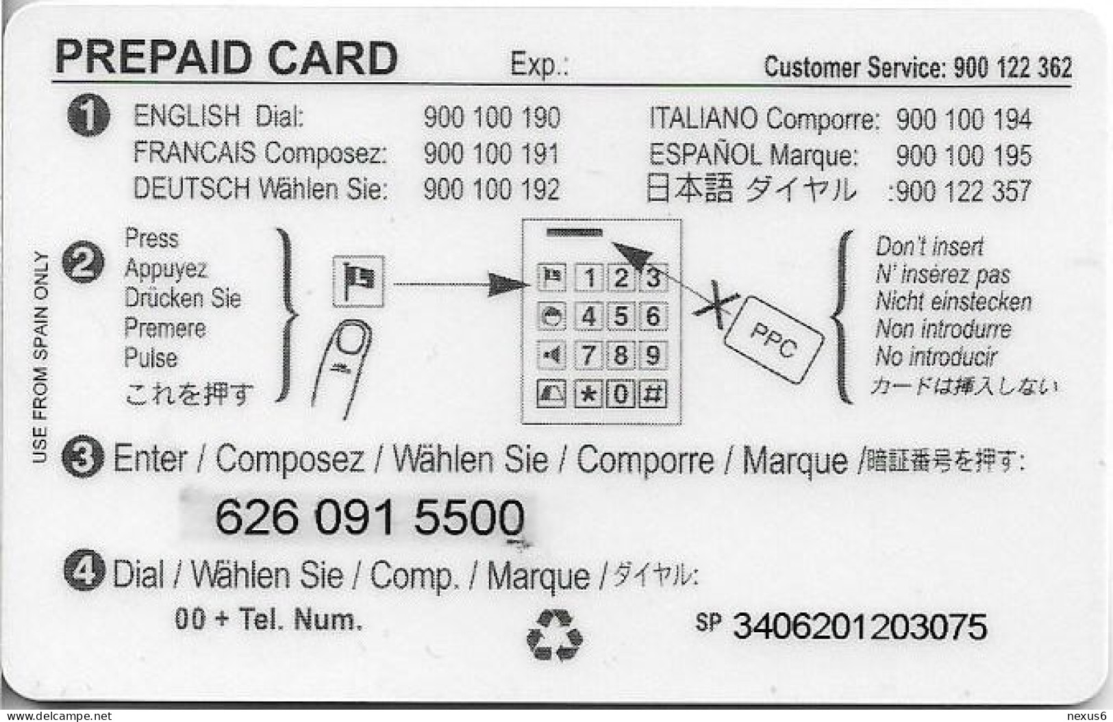 Spain - GlobalOne - Big Rock And City At The Sea, No Expiry, Remote Mem. 1.000Pta, Used - Other & Unclassified