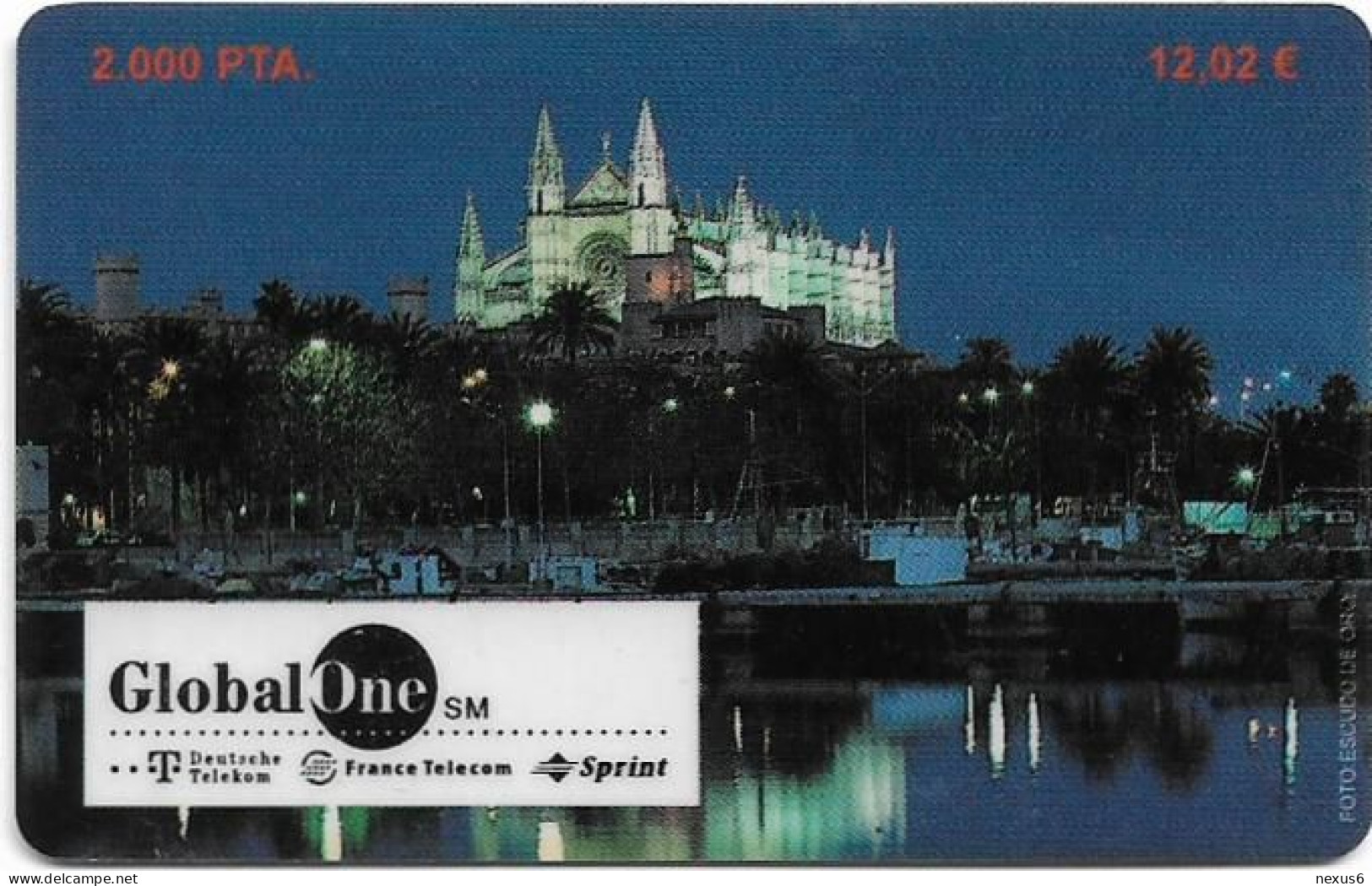 Spain - GlobalOne - Cathedral Of Palma De Mallorca, No Expiry, Remote Mem. 2.000Pta, Used - Sonstige & Ohne Zuordnung