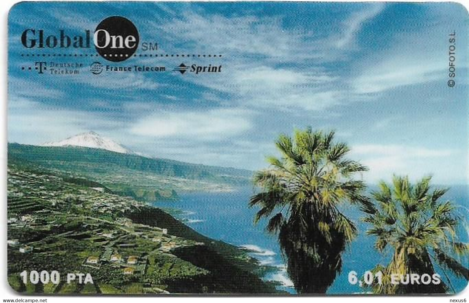 Spain - GlobalOne - Coast And Snow Mountain, Exp. 08.2000, Remote Mem. 1.000Pta, Used - Andere & Zonder Classificatie