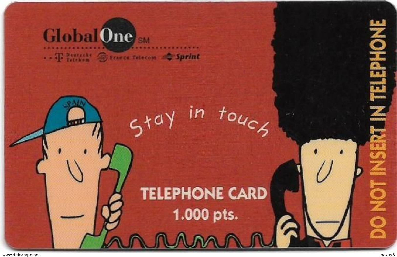 Spain - GlobalOne - England, Stay In Touch, Exp. 06.2000, Remote Mem. 1.000Pta, Used - Altri & Non Classificati