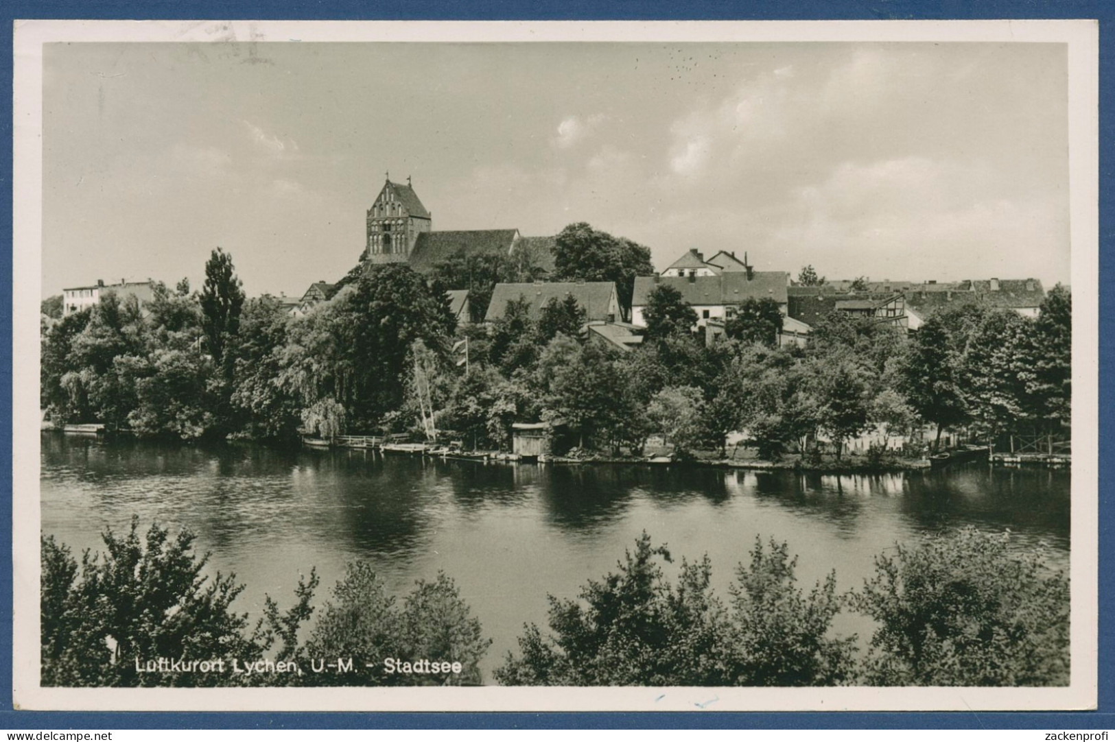 Luftkurort Lychen Uckermark Stadtsee Kirche, Gelaufen 1940 (AK3722) - Lychen