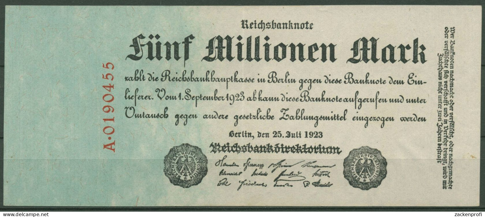 Dt. Reich 5 Millionen Mark 1923, DEU-106 Serie A, Leicht Gebraucht (K1312) - 5 Miljoen Mark