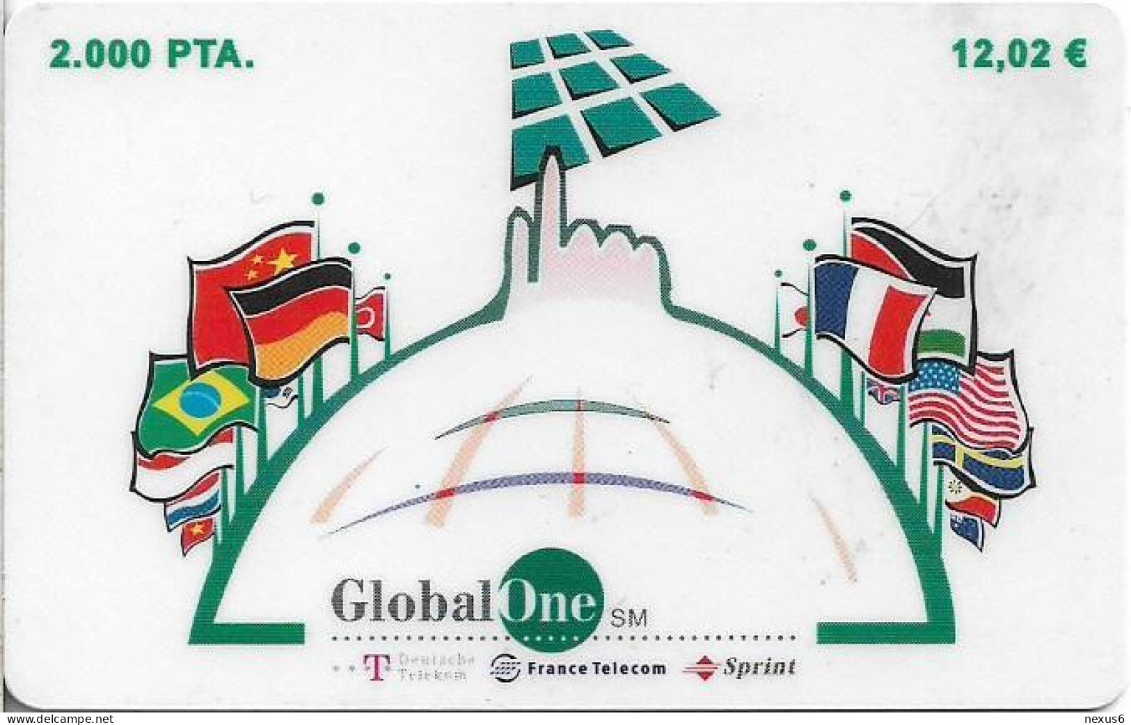 Spain - GlobalOne - Flags Of The World, Exp. 08.2000, Remote Mem. 2.000Pta, Used - Otros & Sin Clasificación