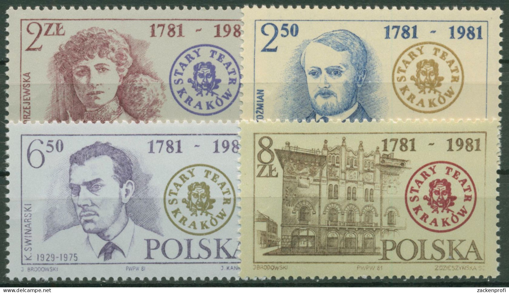 Polen 1981 Altes Theater Krakau 2777/80 Postfrisch, Leicht Bügig - Nuevos