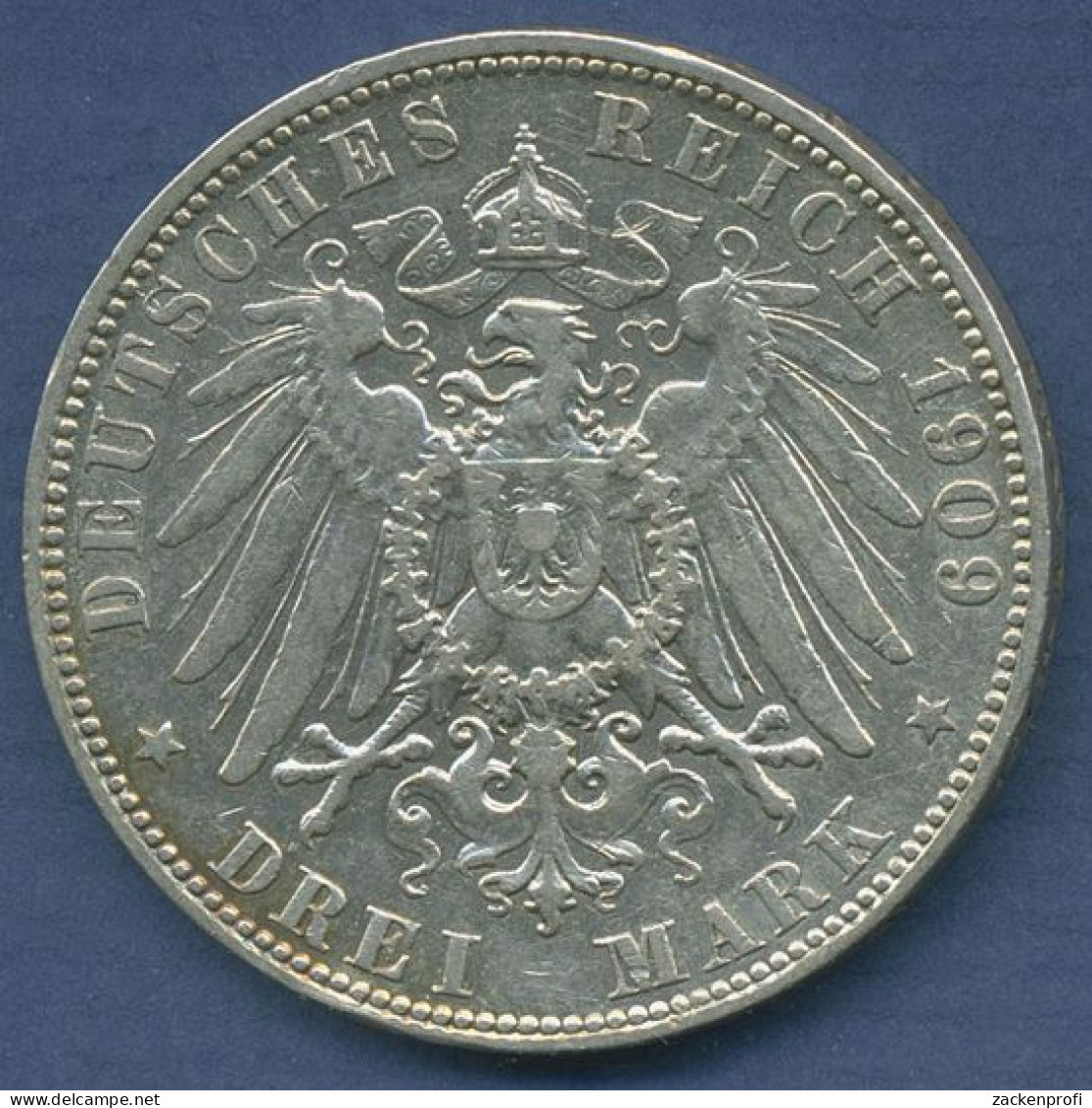 Hamburg 3 Mark Silber 1909 J, Wappen Der Hansestadt, J 64 Vz/vz+ (m6578) - 2, 3 & 5 Mark Argento