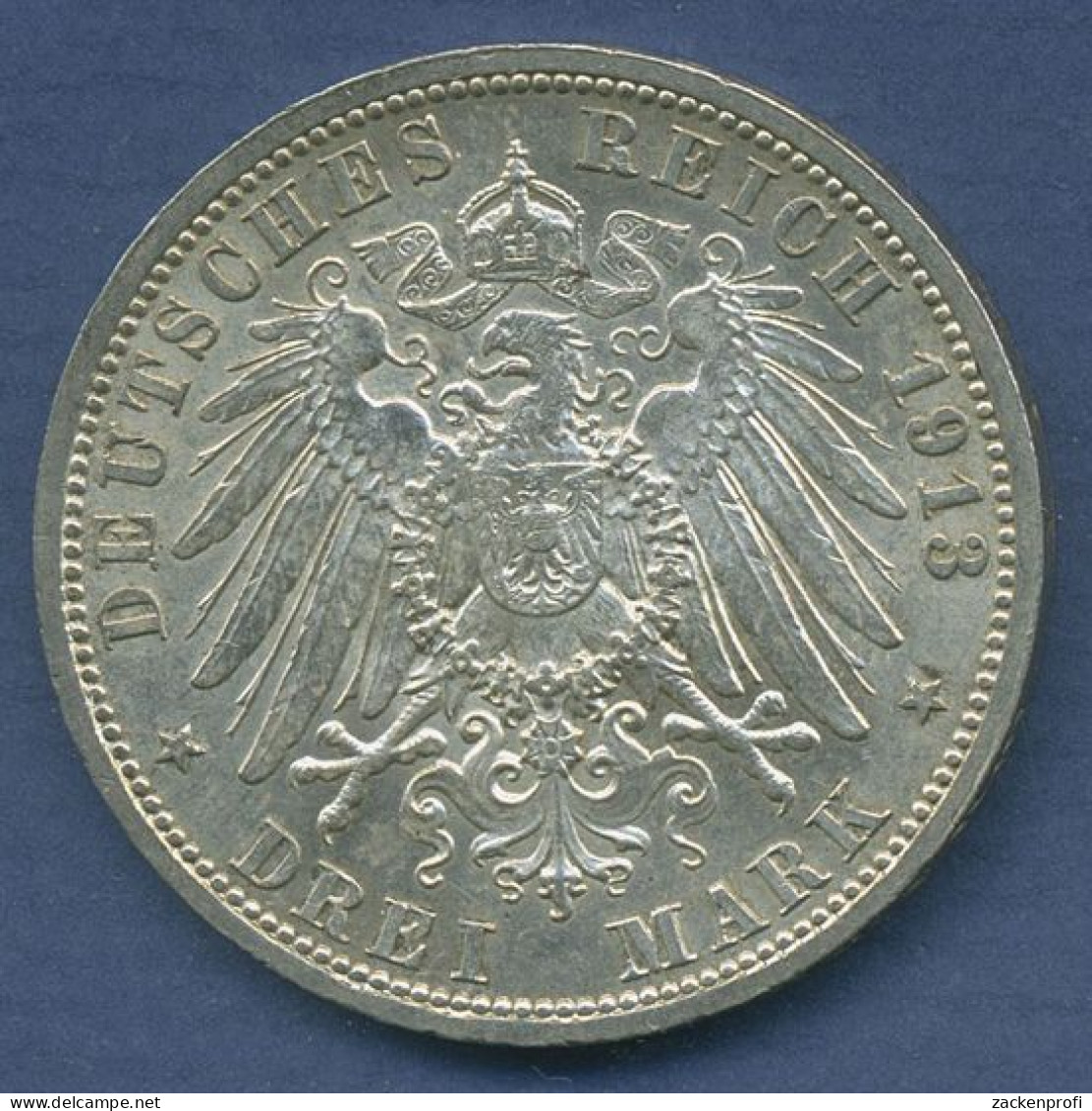 Preußen 3 Mark 1913 A, 25 Jähriges Regierungsjubiläum, J 112 Vz/st (m6576) - 2, 3 & 5 Mark Plata