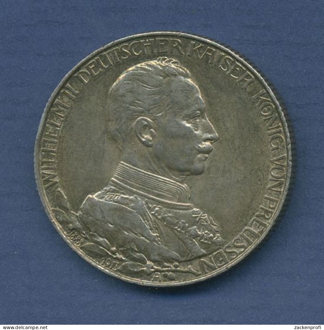 Preußen 2 Mark 1913, 25 Jähriges Regierungsjubiläum, J 111 Vz/st (m6572) - 2, 3 & 5 Mark Silber