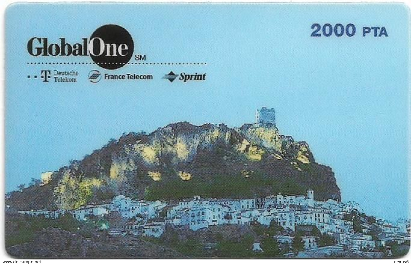 Spain - GlobalOne - Town Surrounding Rock, Exp. 08.1998, Remote Mem. 2.000Pta, Used - Other & Unclassified