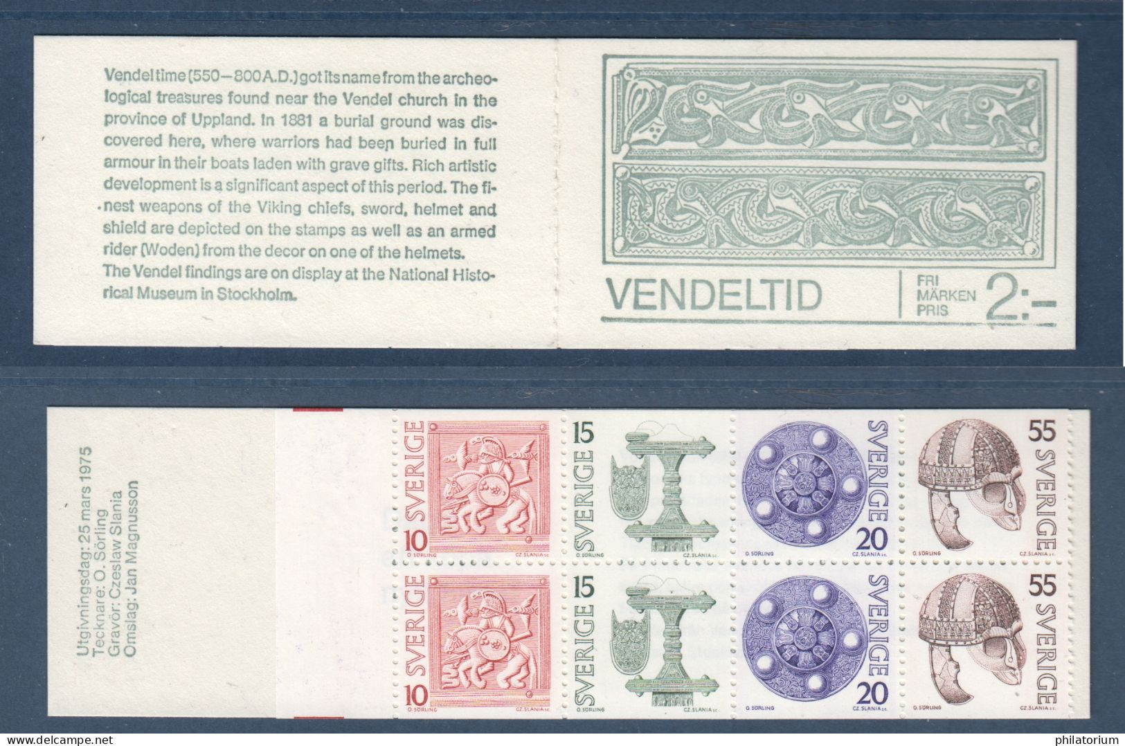 Suède, Sverige, **, Mi MH 76 Y , SG 836 A, Découvertes De Vendel, 550 à 900 Après JC, Vendeltid, - 1951-80