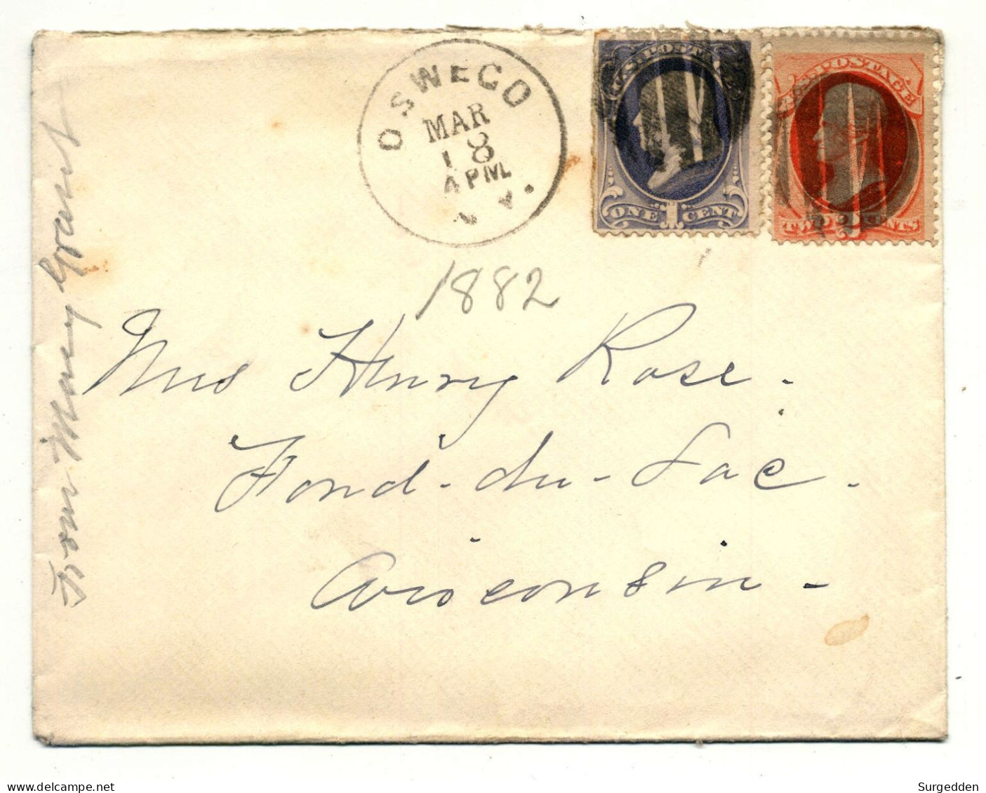 1870 - 1882 Oswego, NY, Nach Fond Du Lac, WI, Michel-Nr. 36 II Und 47 ? - ...-1900