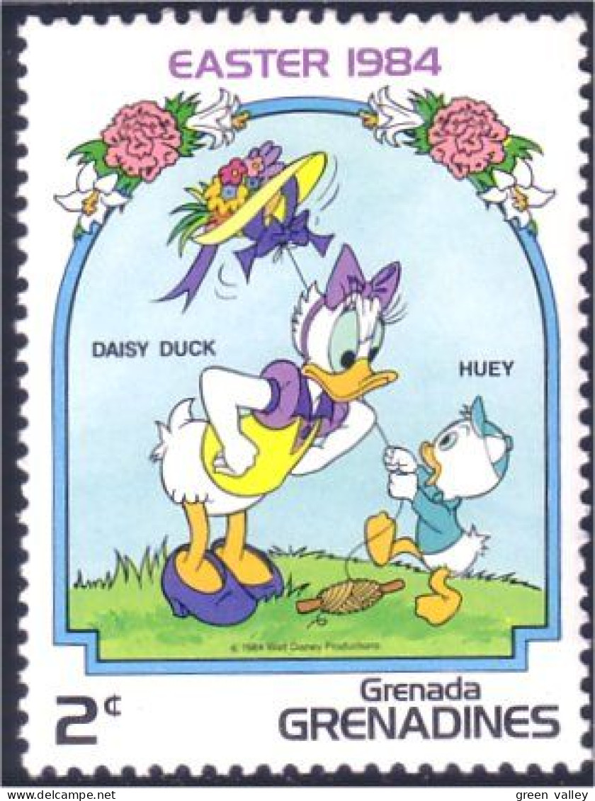 462 Grenada Disney Paques Easter Easter Daisy Huey Riri Cerf-volant Kite Chapeau Hat MNH ** Neuf SC (GRG-36b) - Easter