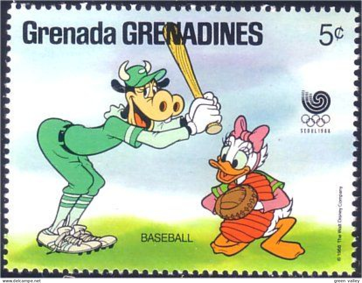 462 Grenada Disney Seoul Baseball Base Ball Clarabelle  Cow Vache Daisy MNH ** Neuf SC (GRG-19d) - Honkbal