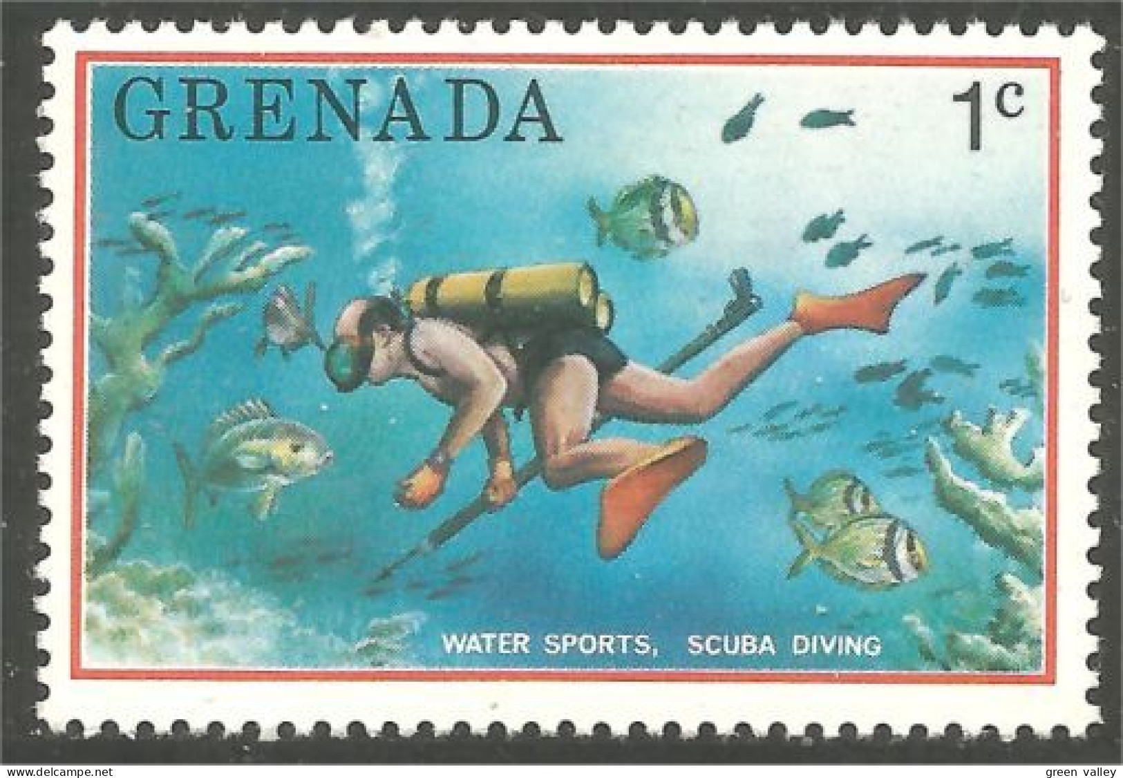460 Grenada Plongée Scuba Diving Poisson Fish Fisch MVLH * Neuf Légère Trace Charnière (GRE-204) - Duiken