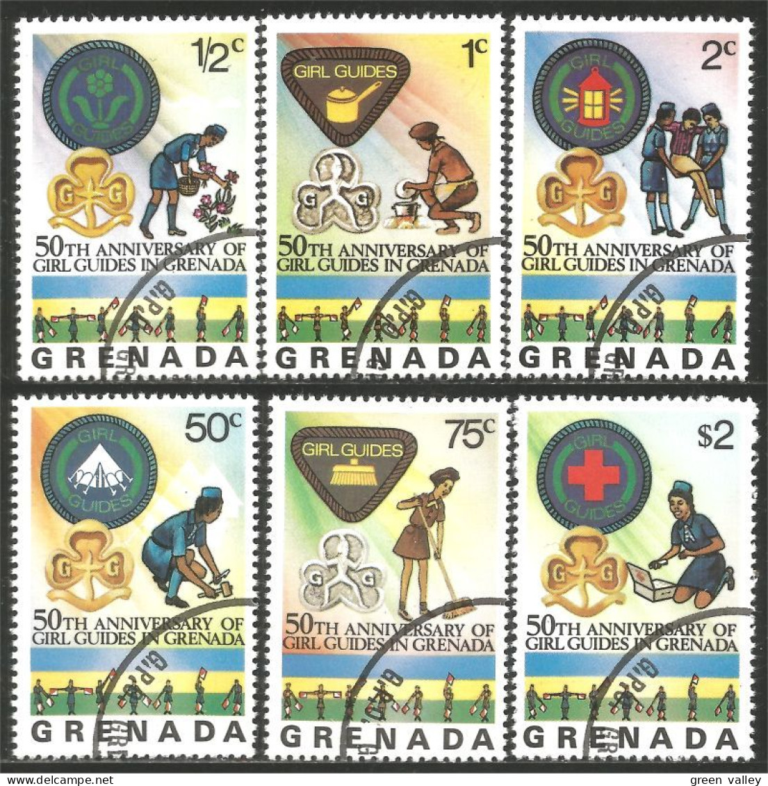 460 Grenada Complete To $2 Scouts 50th Girl Guides 50 Ans (GRE-169) - Autres & Non Classés