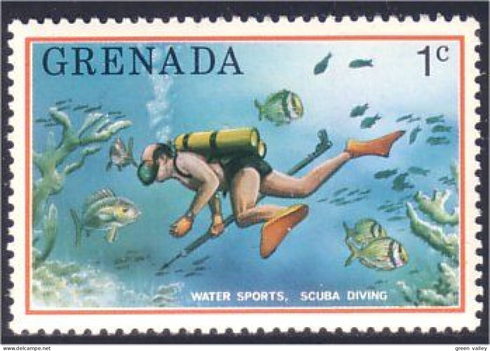 460 Grenada Scuba Diving Diver Plongee Peche Fishing Snorkelling MNH ** Neuf SC (GRE-133) - Buceo